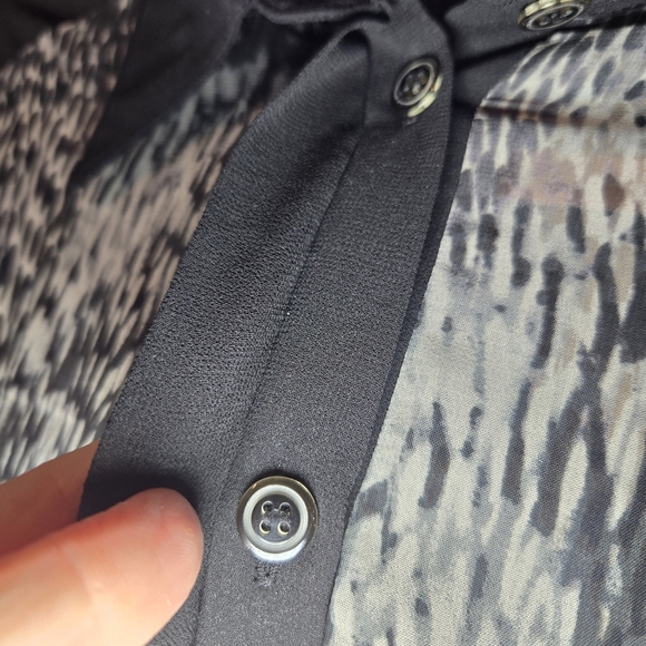 Robert Kitchen Black and Gray Button Down Shirt Sheer Panels Womens Medium - Picture 3 of 6